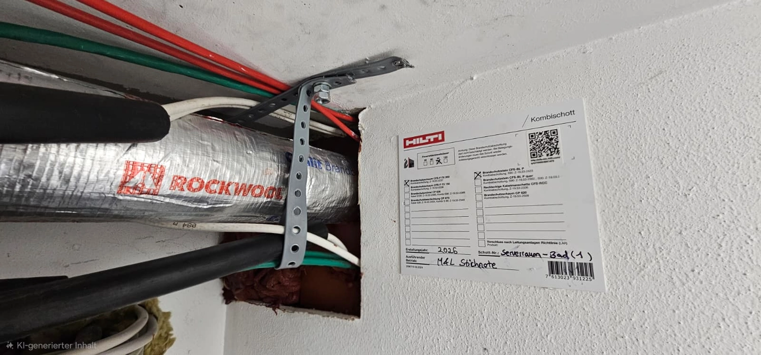 Stichnote - Sanierung der Dachfenster, Dämmung, Brandschutz und Trockenbauwände - Brandschutz & Abschottungen (F90)